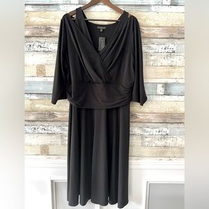 Lane Bryant Faux Wrap Black MIDI Dress Size 22/24 MWT